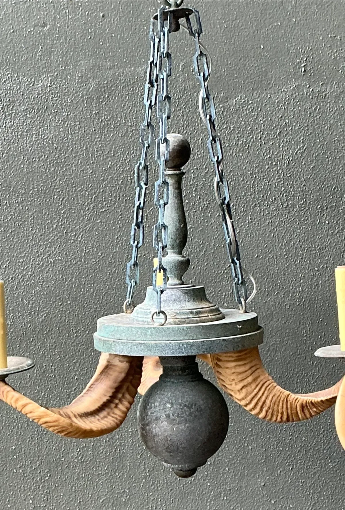 Vintage Horn Motif Metal Hanging Light — additional photo 1