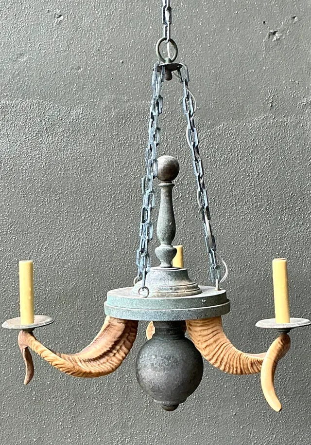 Vintage Horn Motif Metal Hanging Light — additional photo 5