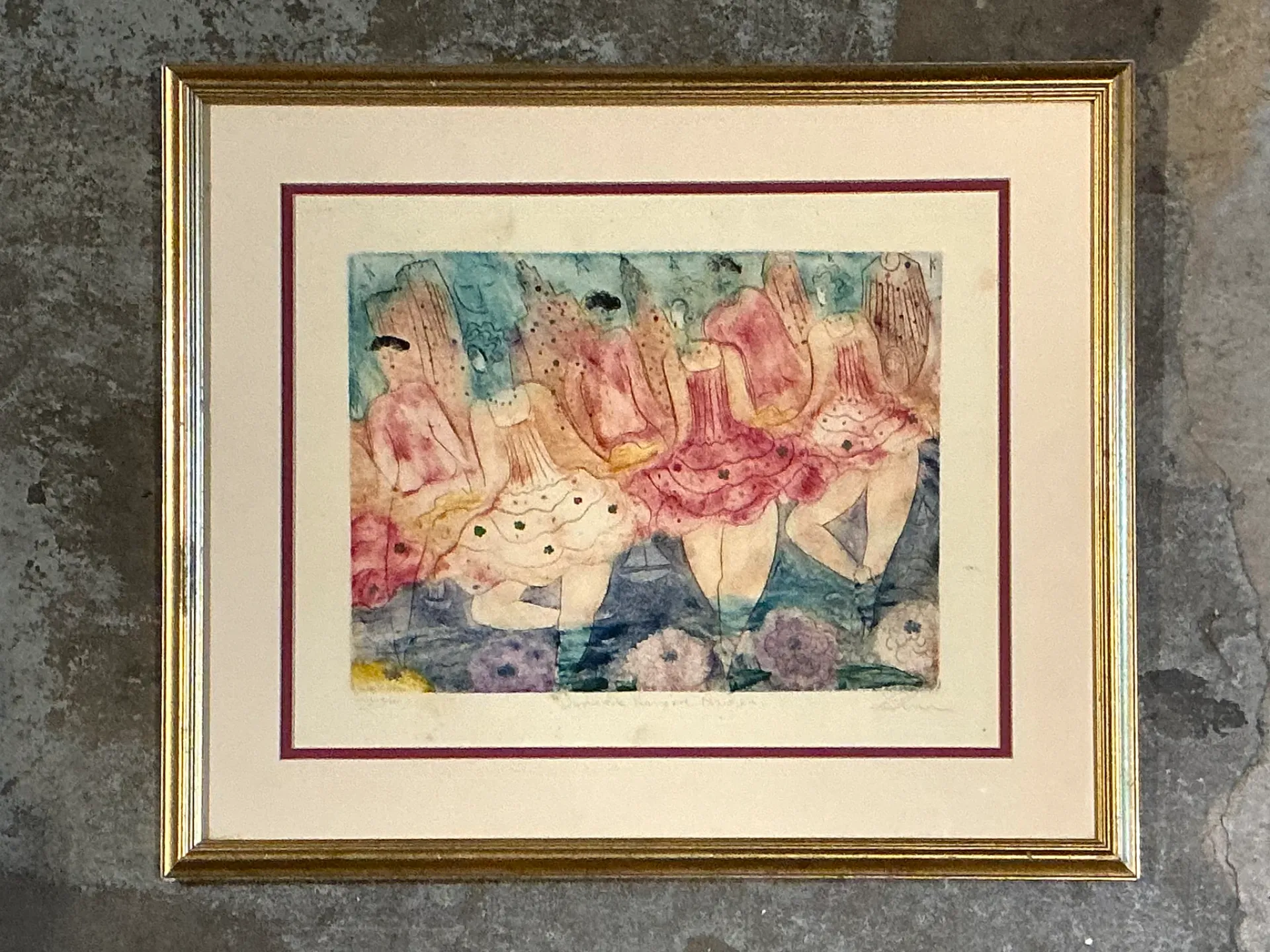 Vintage Framed Ballet Dancers Print — additional photo 1