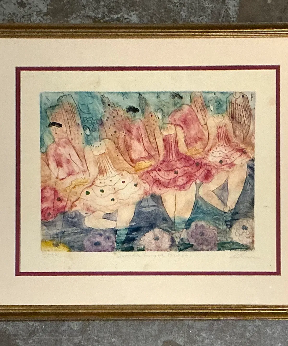 Vintage Framed Ballet Dancers Print — additional photo 1