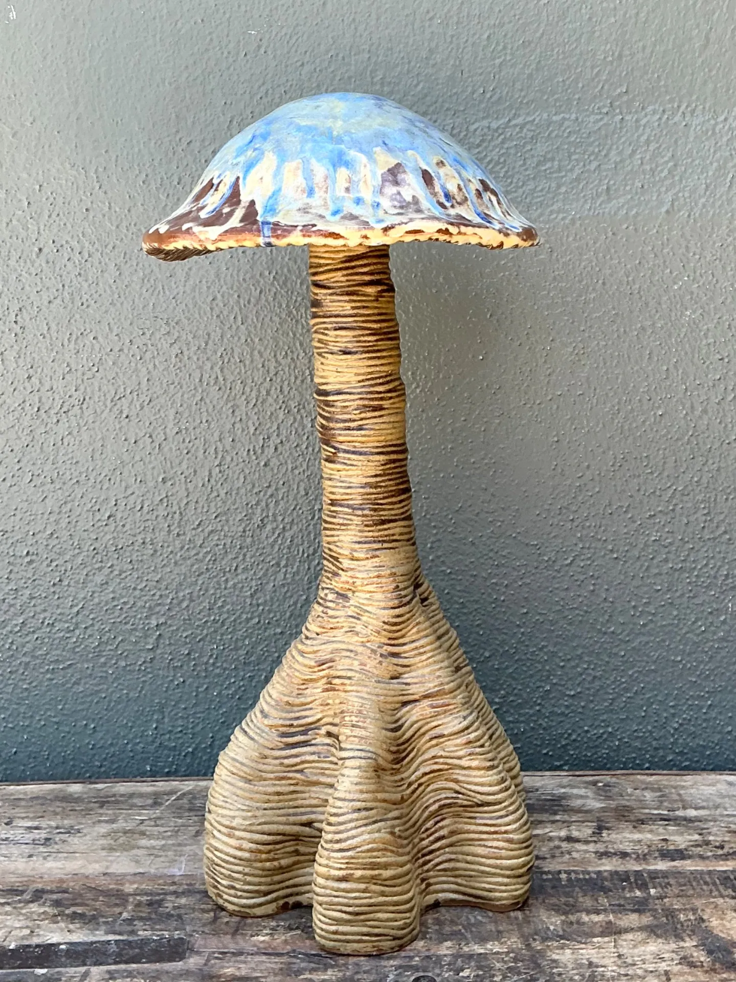 Vintage Glazed Ceramic Mushroom Sculpture — additional photo 1