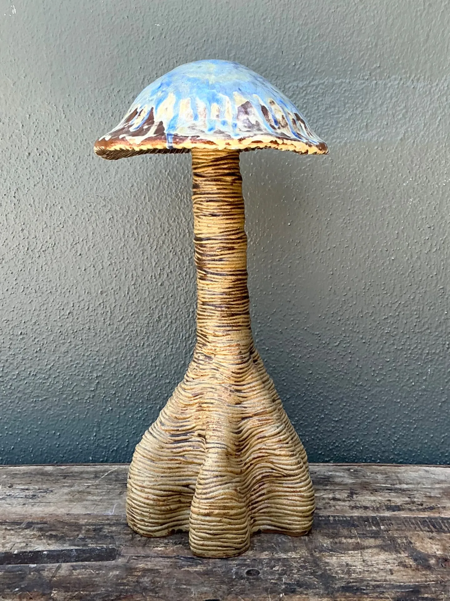 Vintage Glazed Ceramic Mushroom Sculpture — additional photo 2