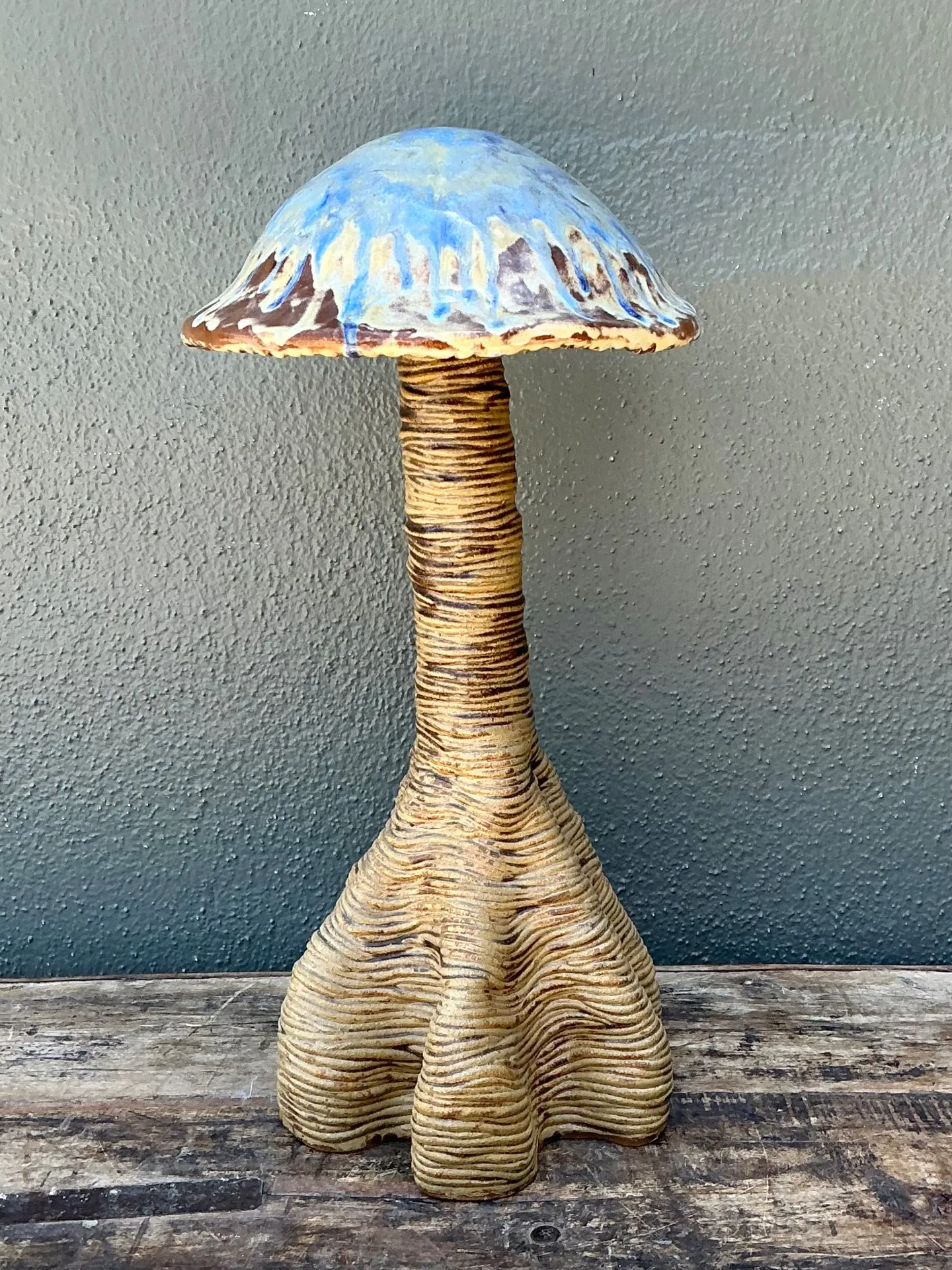 Vintage Glazed Ceramic Mushroom Sculpture — additional photo 3