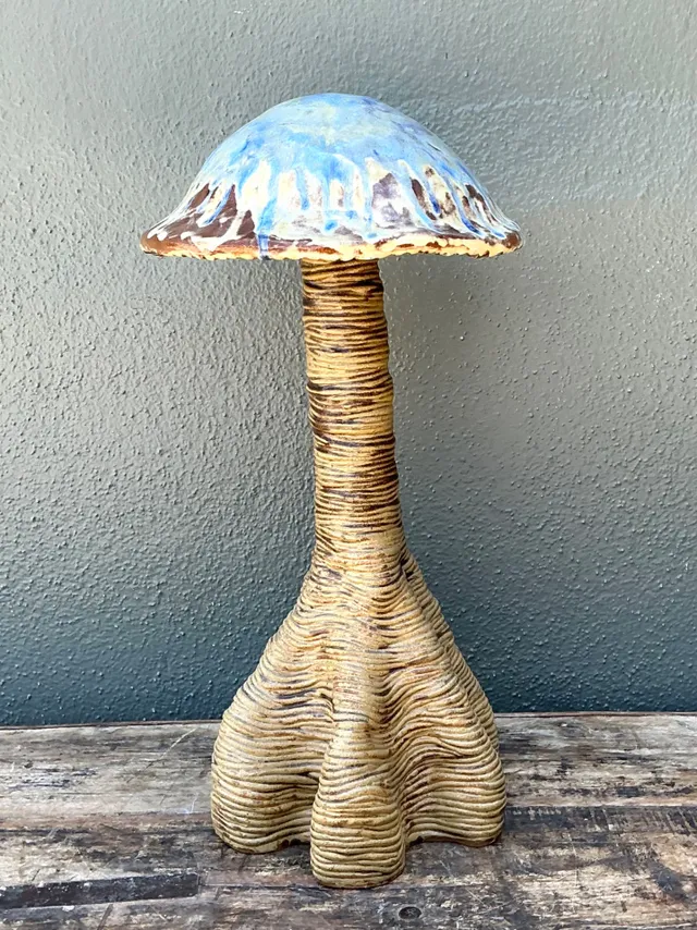 Vintage Glazed Ceramic Mushroom Sculpture — additional photo 4