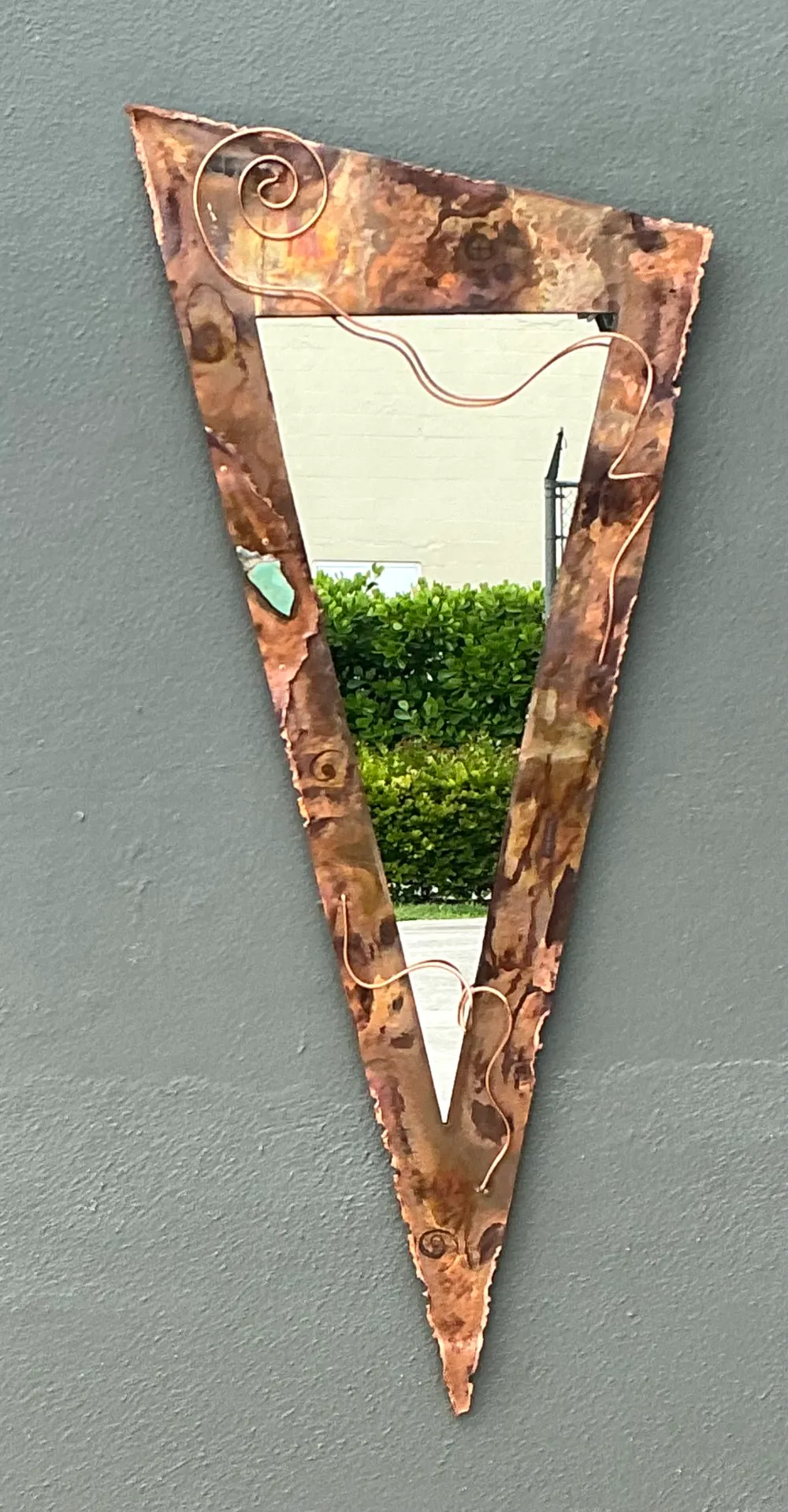 Vintage Post Modern Copper Triangle Wall Mirror — additional photo 7