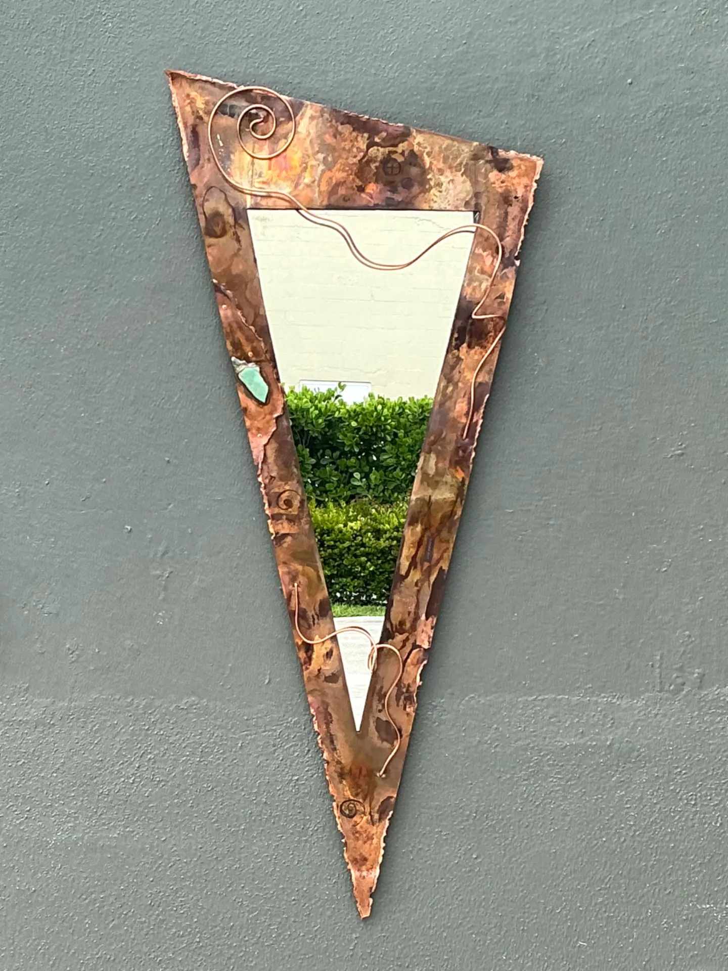 Vintage Post Modern Copper Triangle Wall Mirror — additional photo 4