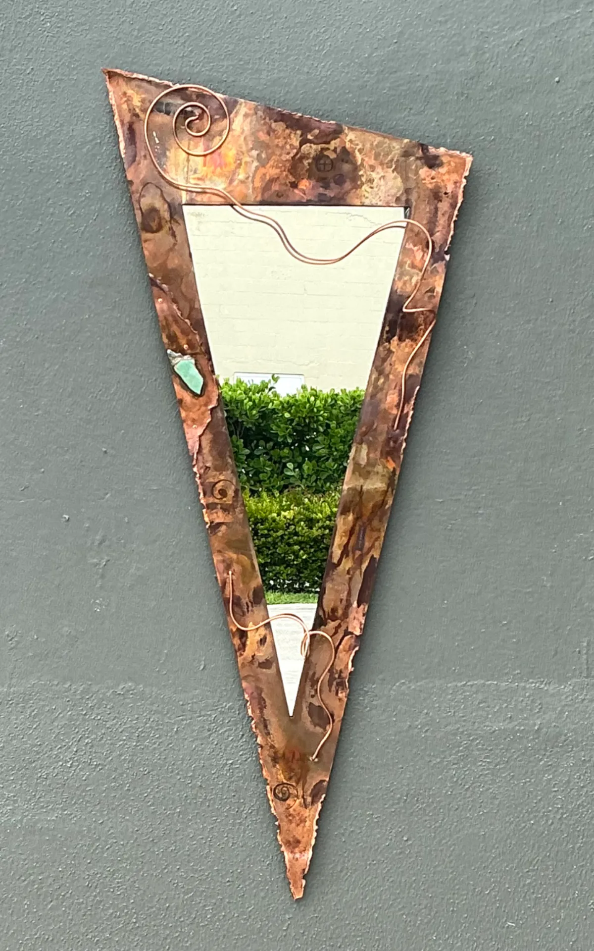 Vintage Post Modern Copper Triangle Wall Mirror — additional photo 4