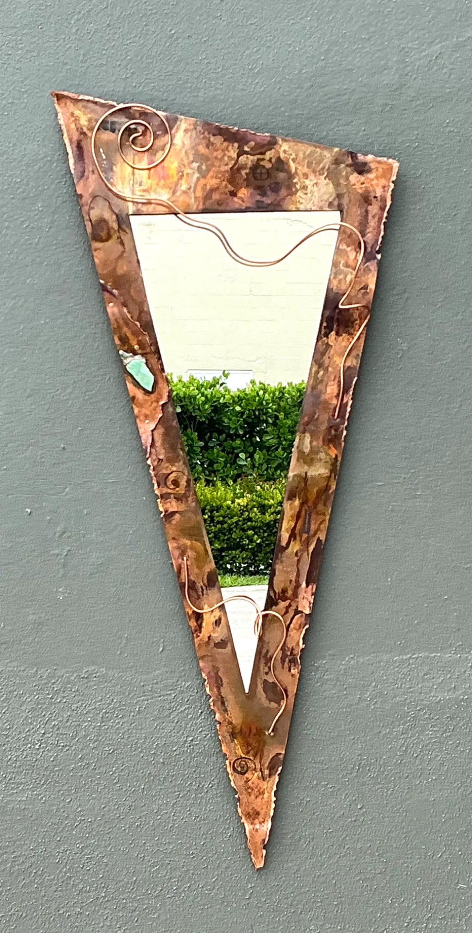 Vintage Post Modern Copper Triangle Wall Mirror — additional photo 2