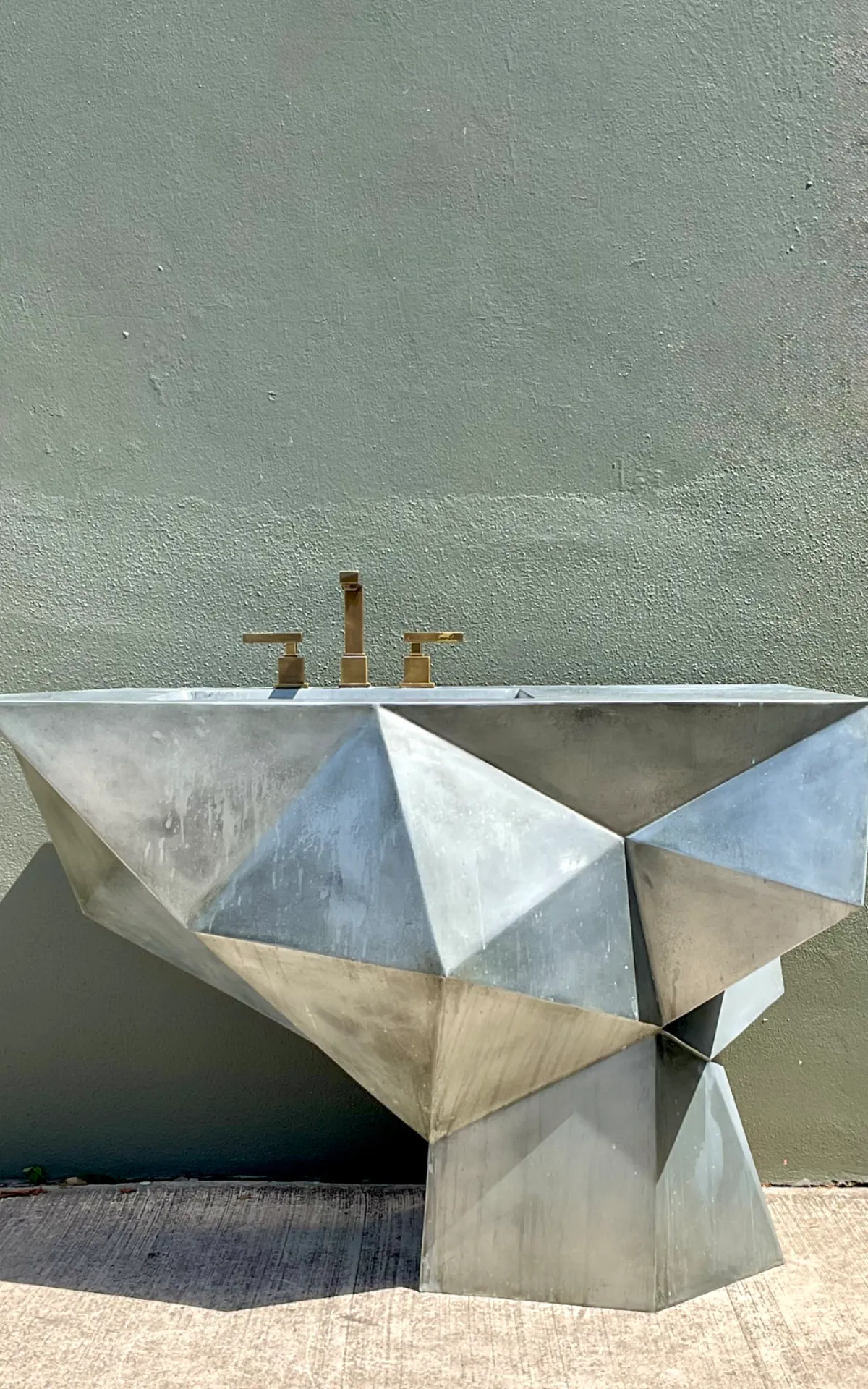 Vintage Custom Sculptural Metal Pedestal Sink — additional photo 2