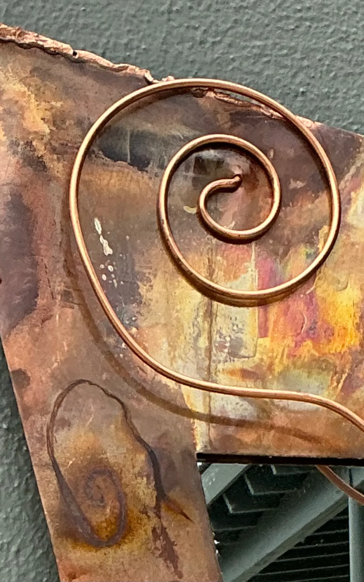 Vintage Post Modern Copper Triangle Wall Mirror — additional photo 6
