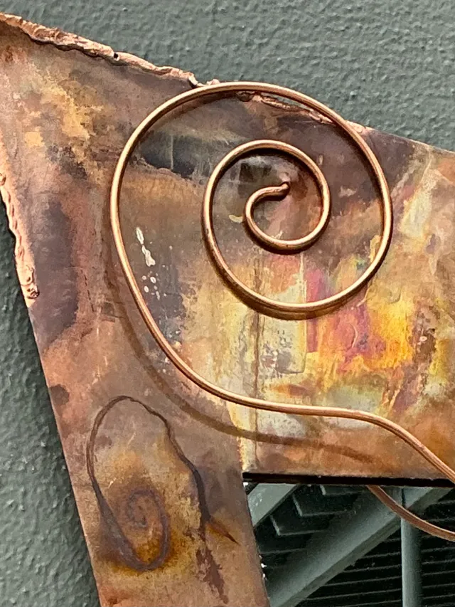 Vintage Post Modern Copper Triangle Wall Mirror — additional photo 6