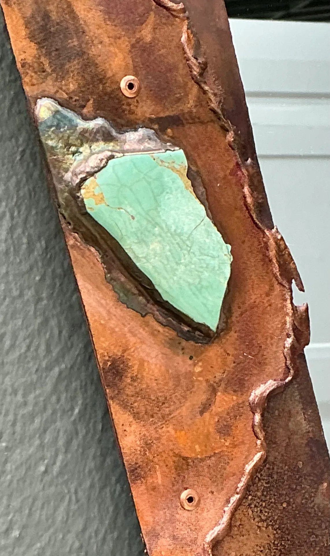 Vintage Post Modern Copper Triangle Wall Mirror — additional photo 8