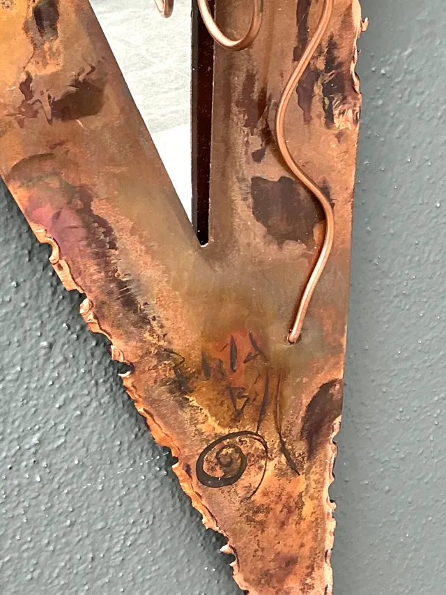 Vintage Post Modern Copper Triangle Wall Mirror — additional photo 5