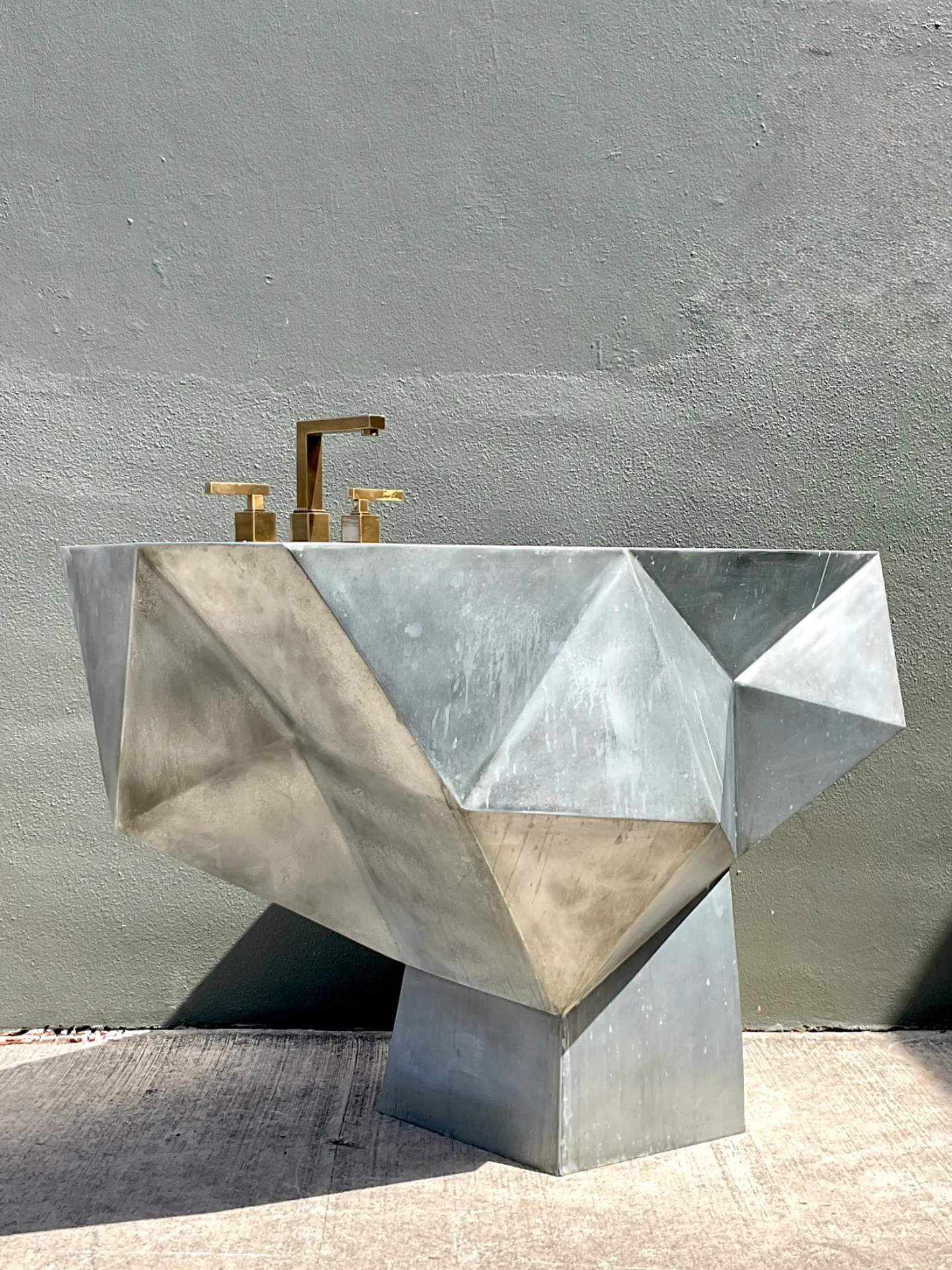 Vintage Custom Sculptural Metal Pedestal Sink — additional photo 3