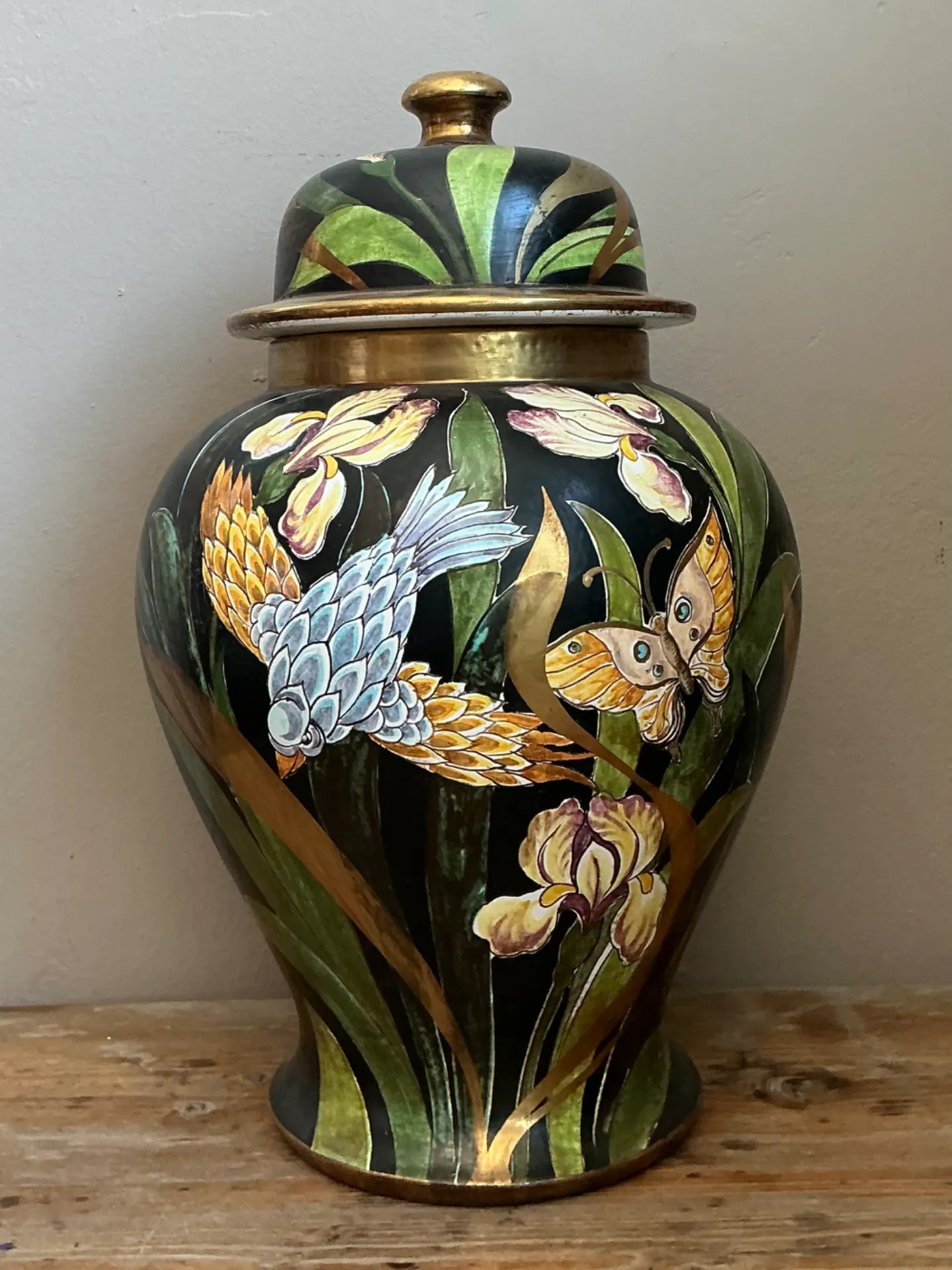 Vintage Hand-Painted Lidded Ceramic Jar — additional photo 4