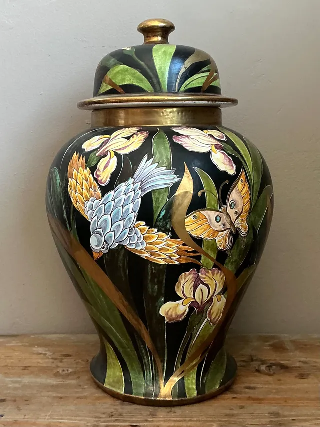 Vintage Hand-Painted Lidded Ceramic Jar — additional photo 7