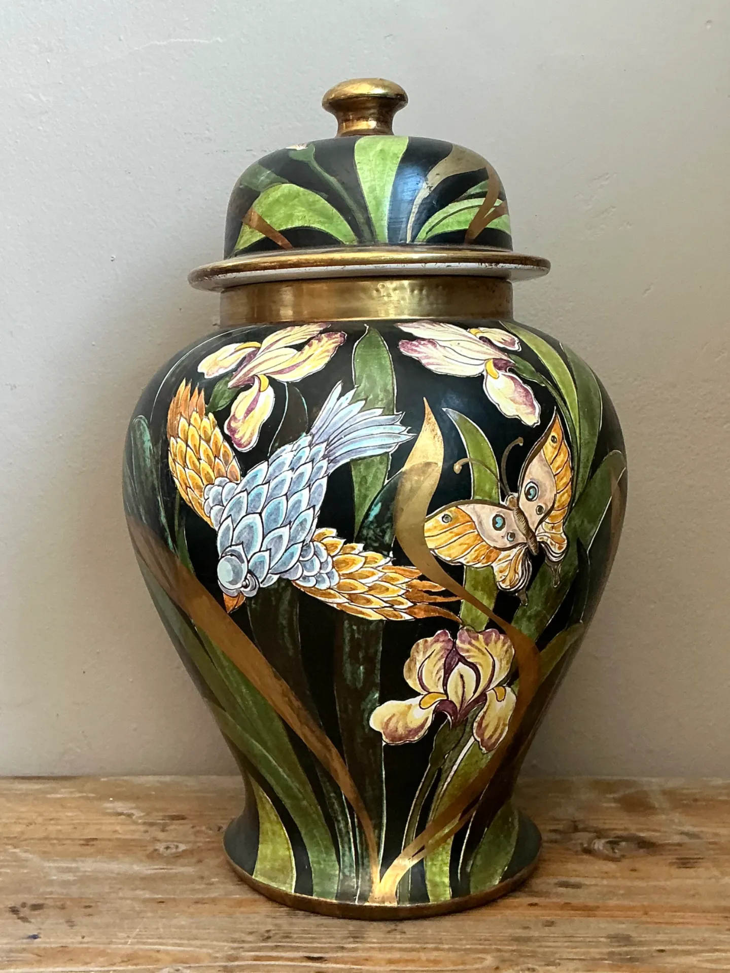 Vintage Hand-Painted Lidded Ceramic Jar — additional photo 1