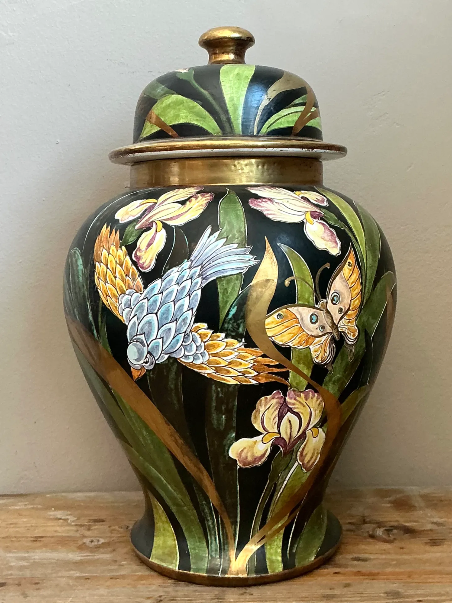 Vintage Hand-Painted Lidded Ceramic Jar — additional photo 8
