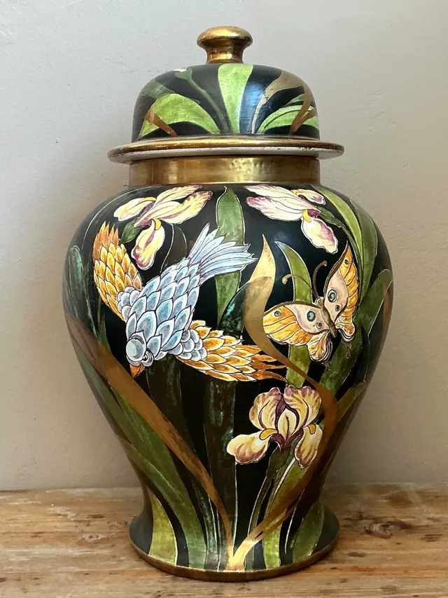 Vintage Hand-Painted Lidded Ceramic Jar — additional photo 8