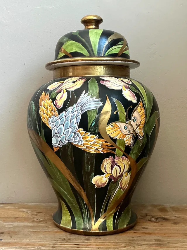 Vintage Hand-Painted Lidded Ceramic Jar — additional photo 3