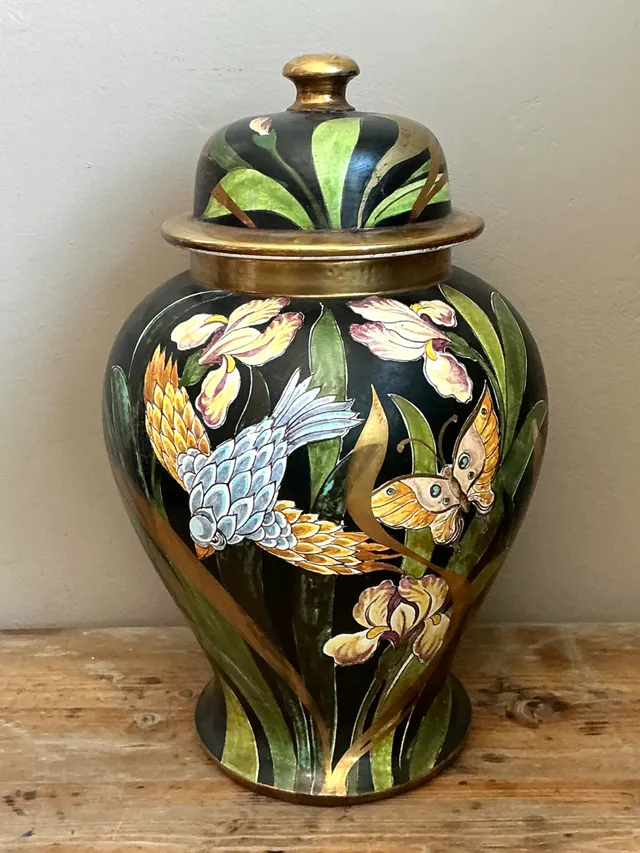 Vintage Hand-Painted Lidded Ceramic Jar — additional photo 5