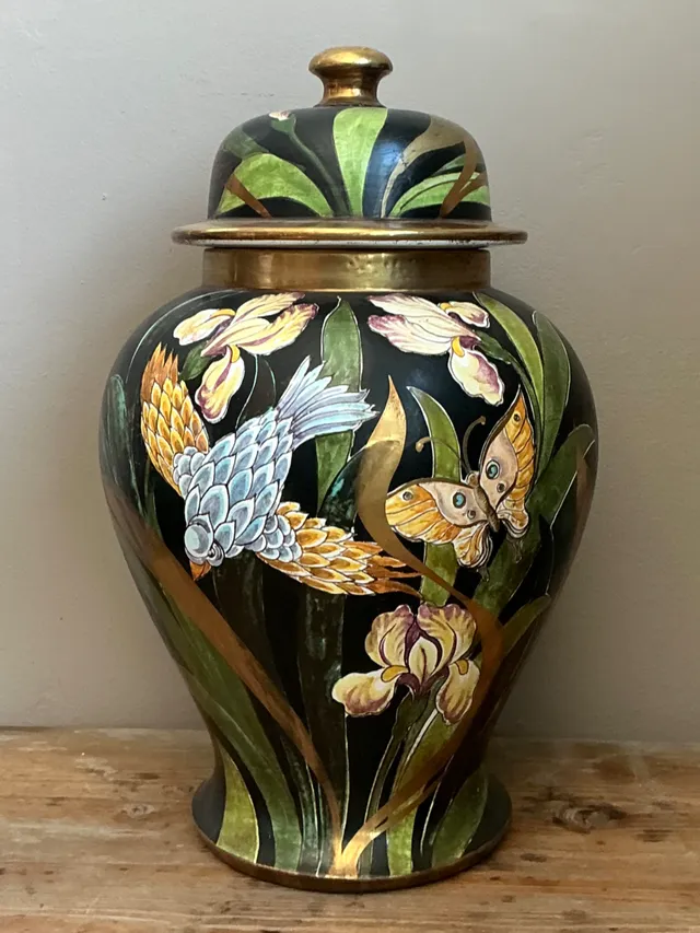 Vintage Hand-Painted Lidded Ceramic Jar — additional photo 6