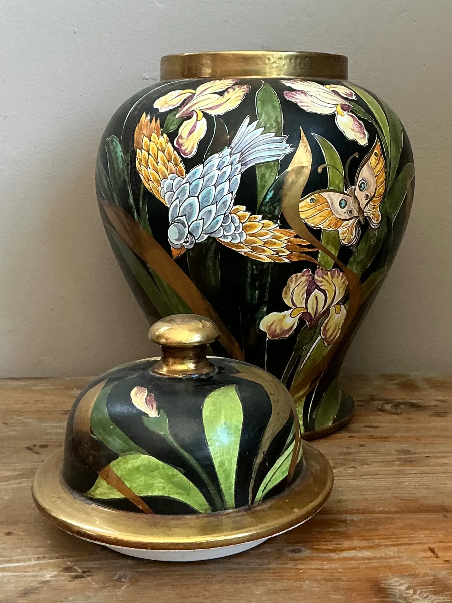 Vintage Hand-Painted Lidded Ceramic Jar — additional photo 2