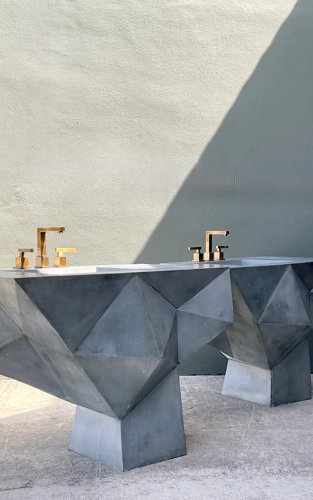 Vintage Custom Sculptural Metal Pedestal Sink — additional photo 4