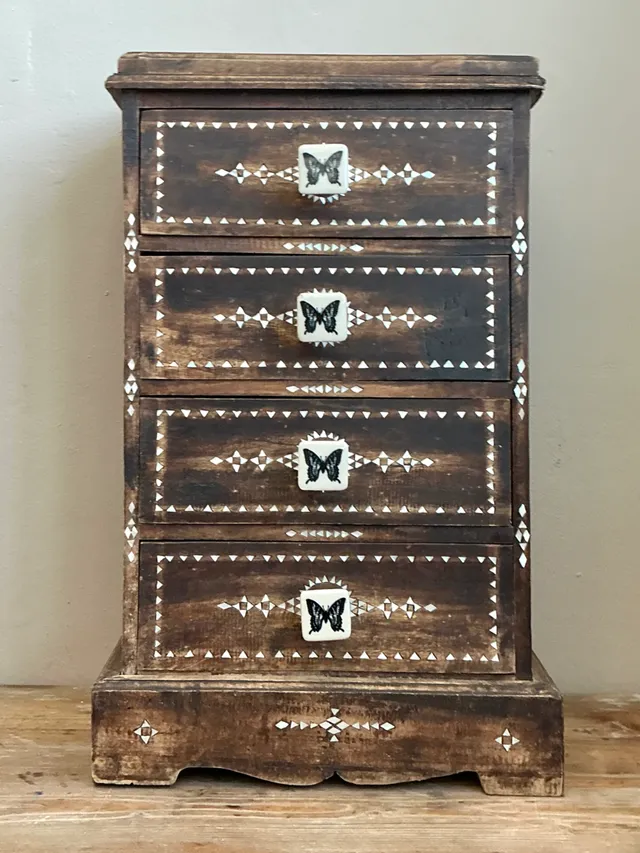 Vintage Petite Inlaid Wood Butterfly Chest — additional photo 4