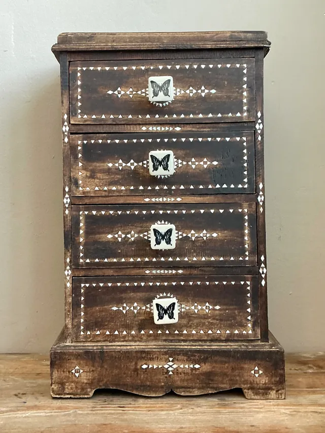 Vintage Petite Inlaid Wood Butterfly Chest — additional photo 2