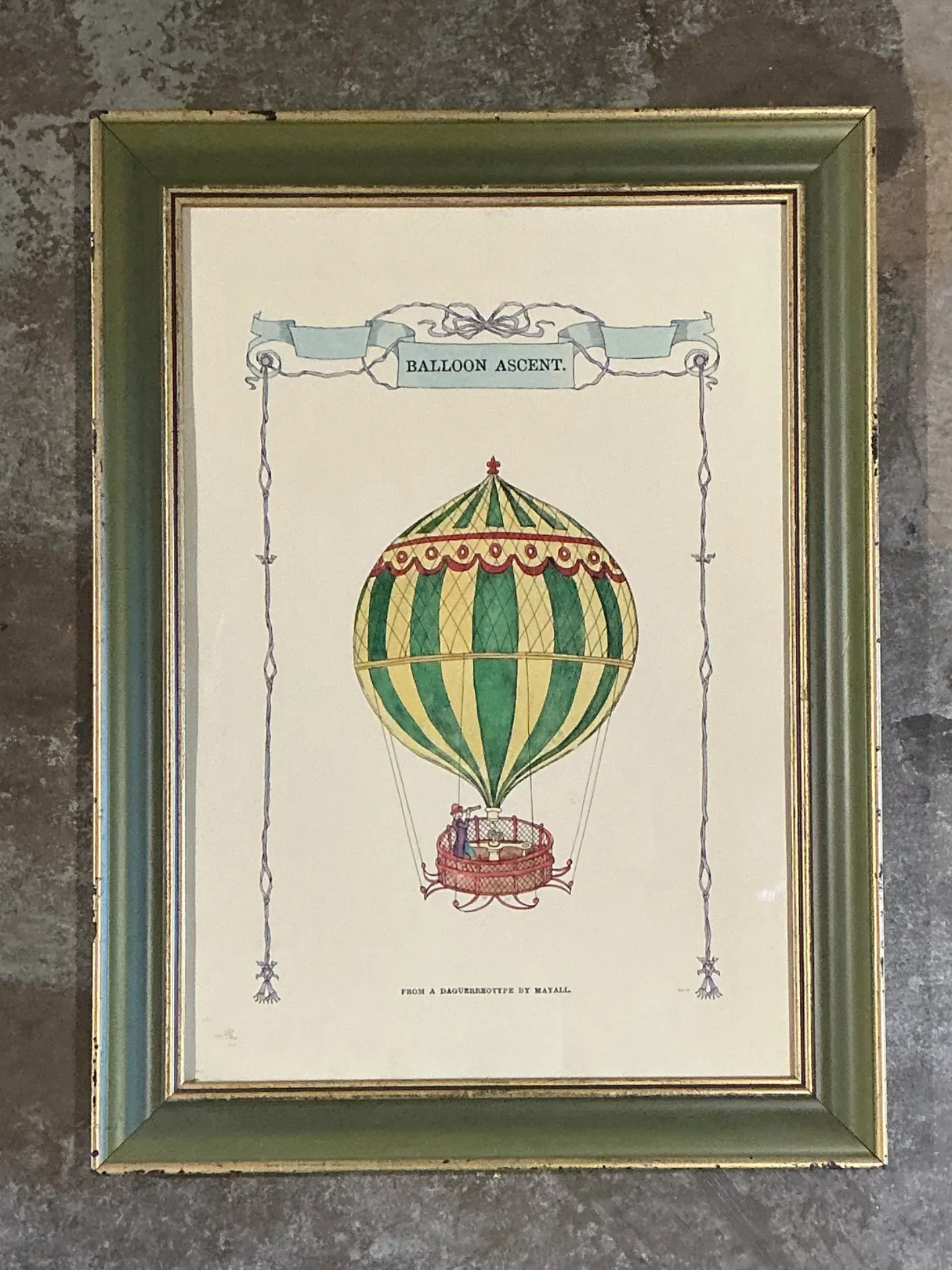 Vintage Framed Hot Air Balloon Print — additional photo 1