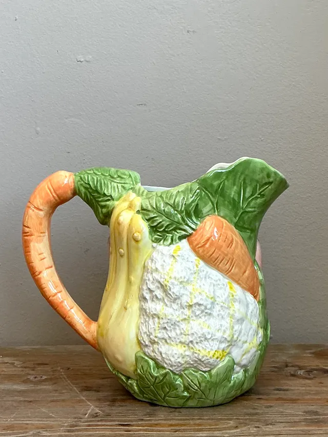 Vintage Hand-Painted Vegetable Ceramic Pitcher — additional photo 5