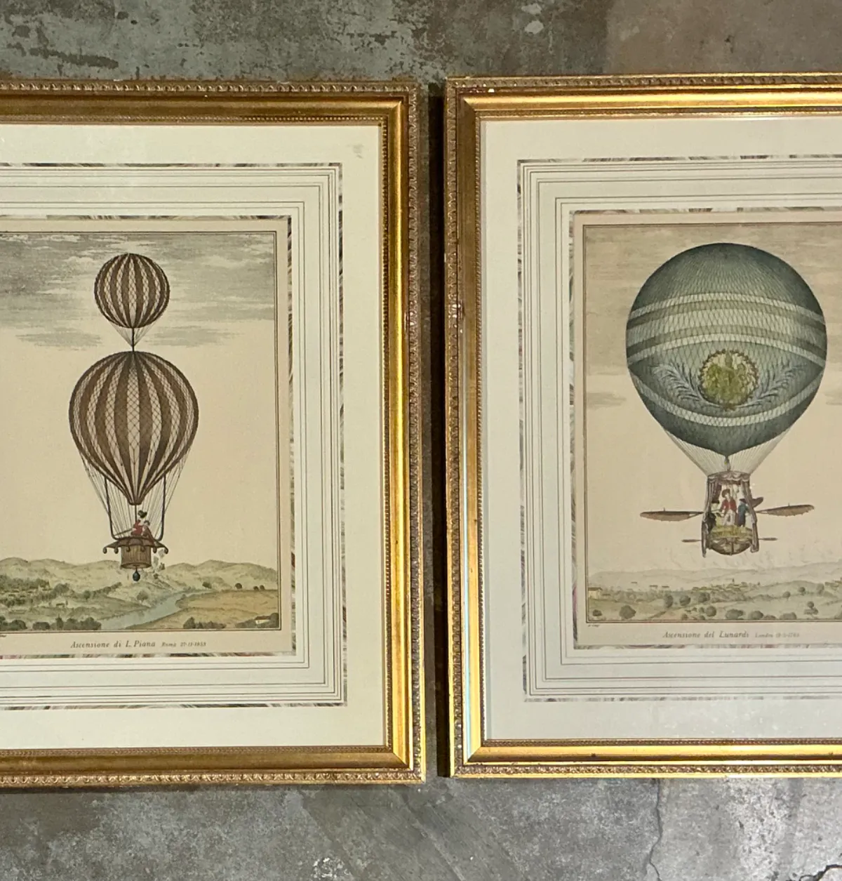 Vintage Framed Hot Air Balloon Prints - Pair — additional photo 2