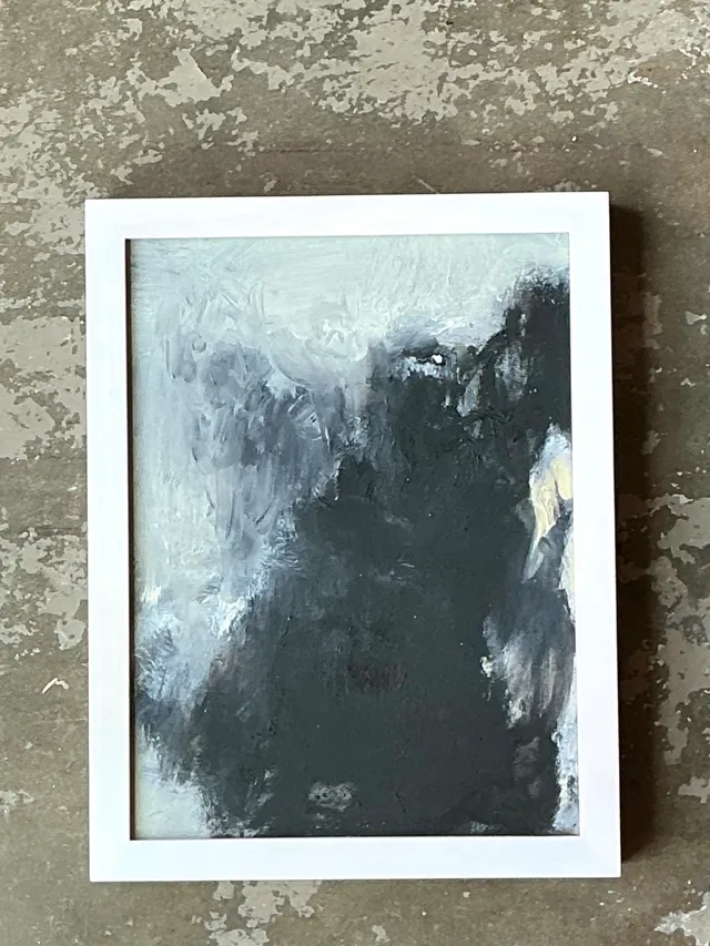 Vintage Black and White Abstract Expressionist Painting — additional photo 6