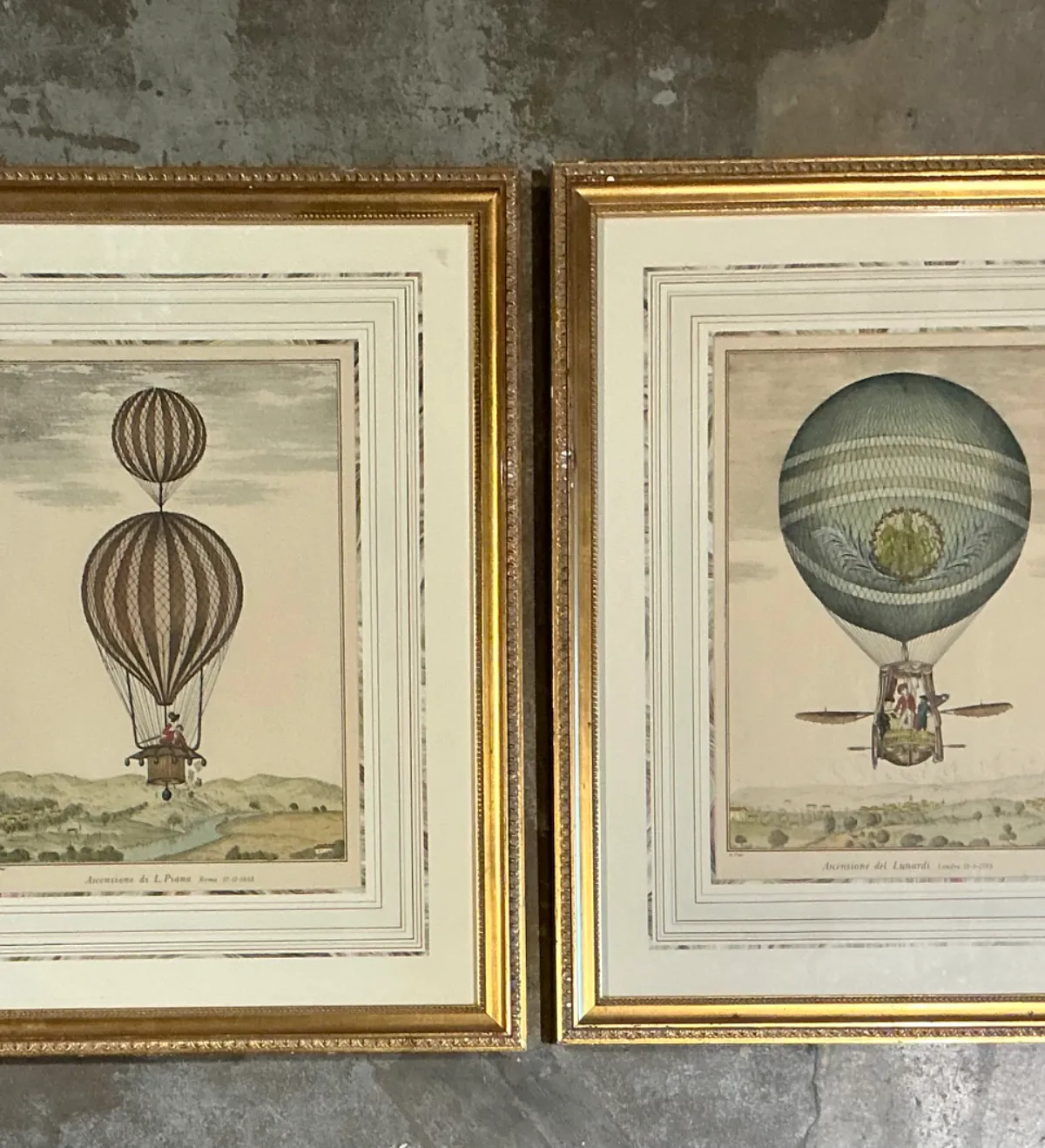 Vintage Framed Hot Air Balloon Prints - Pair — additional photo 8