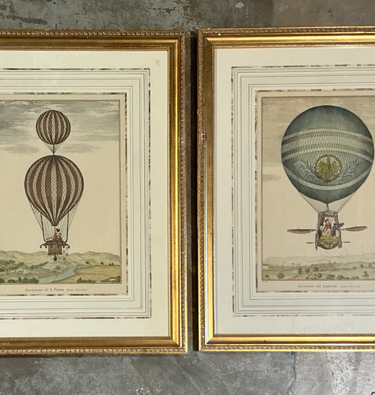 Vintage Framed Hot Air Balloon Prints - Pair — additional photo 5
