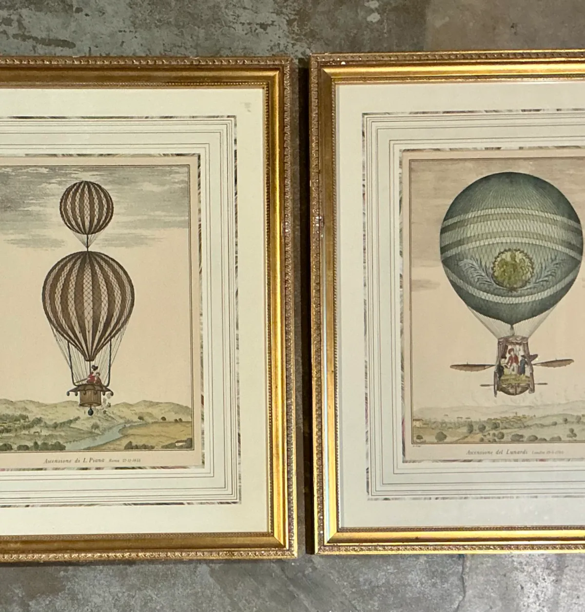 Vintage Framed Hot Air Balloon Prints - Pair — additional photo 6