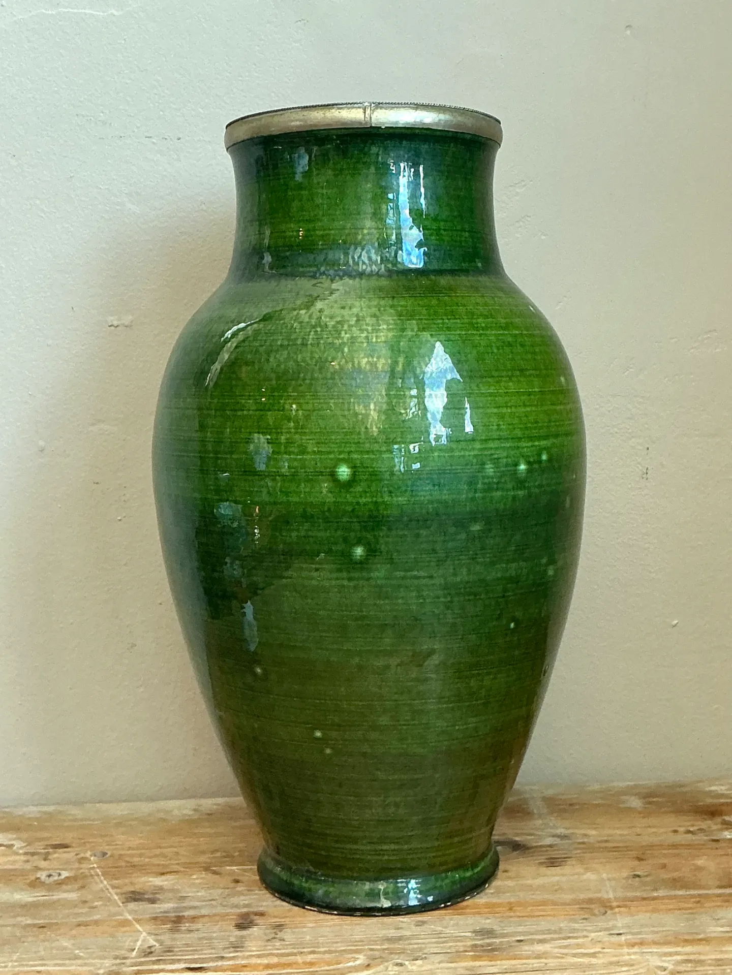 Vintage Green Glazed Ceramic Vase — additional photo 7
