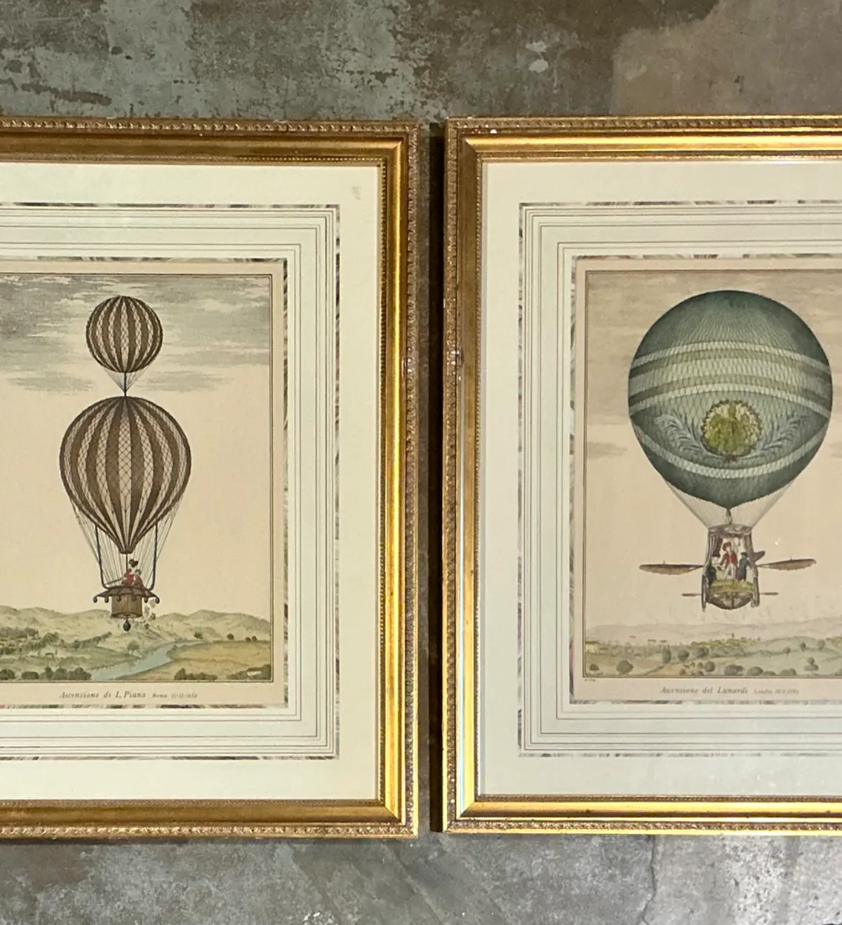 Vintage Framed Hot Air Balloon Prints - Pair — additional photo 1