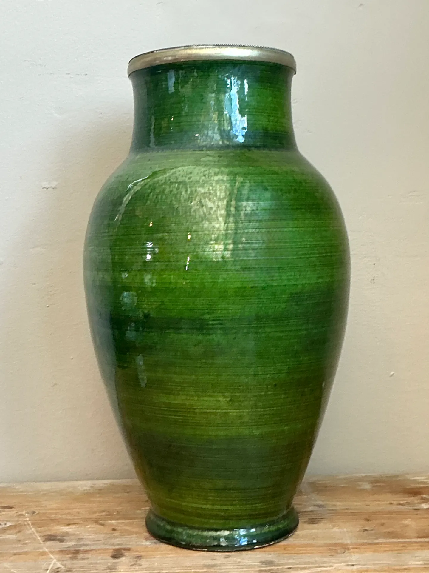 Vintage Green Glazed Ceramic Vase — additional photo 1
