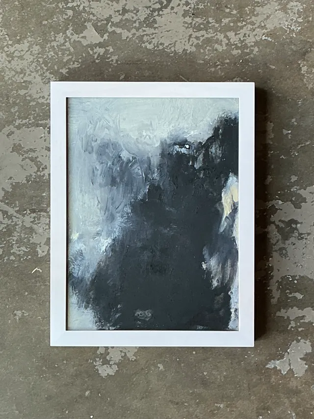 Vintage Black and White Abstract Expressionist Painting — additional photo 2