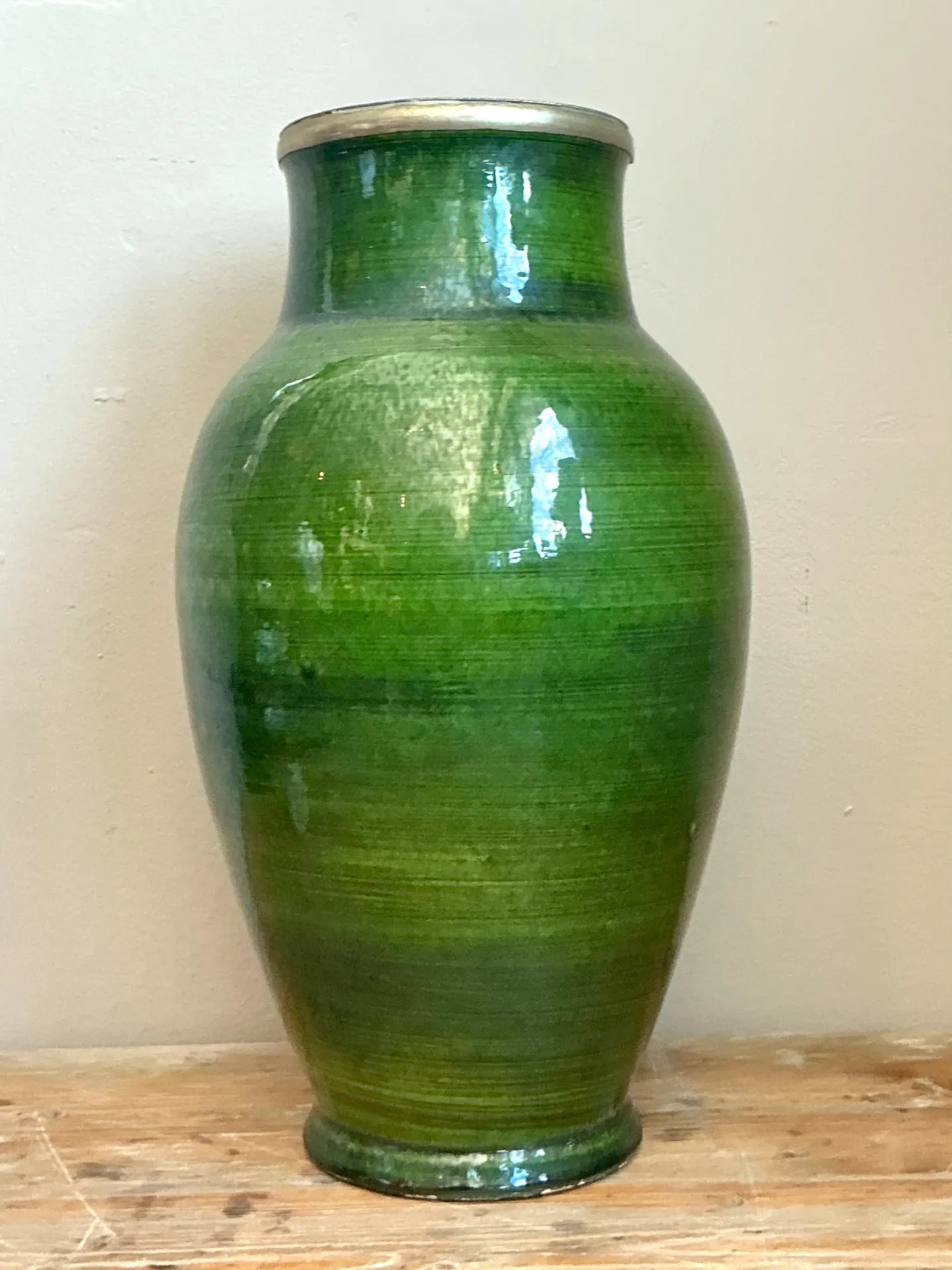 Vintage Green Glazed Ceramic Vase — additional photo 8