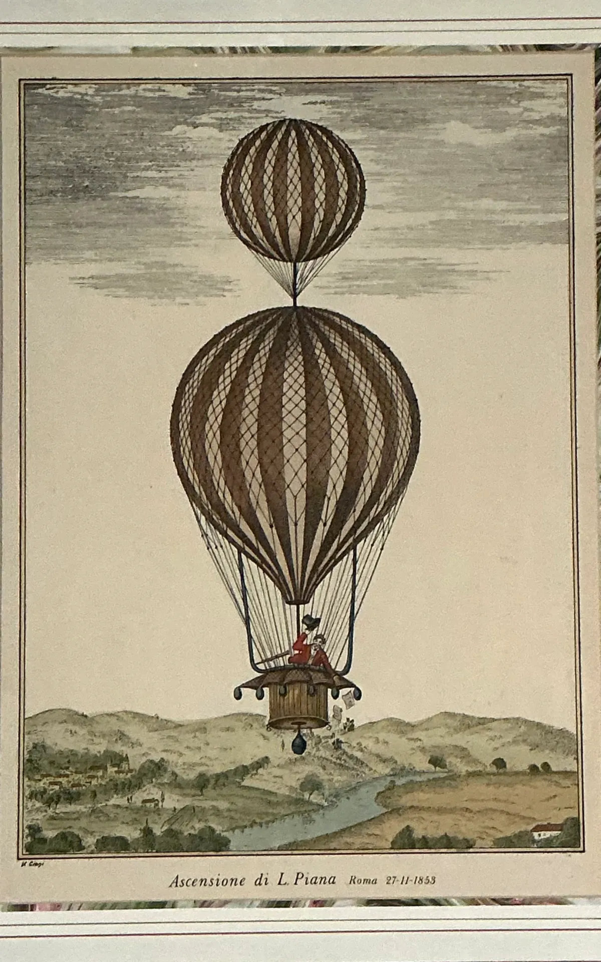 Vintage Framed Hot Air Balloon Prints - Pair — additional photo 3