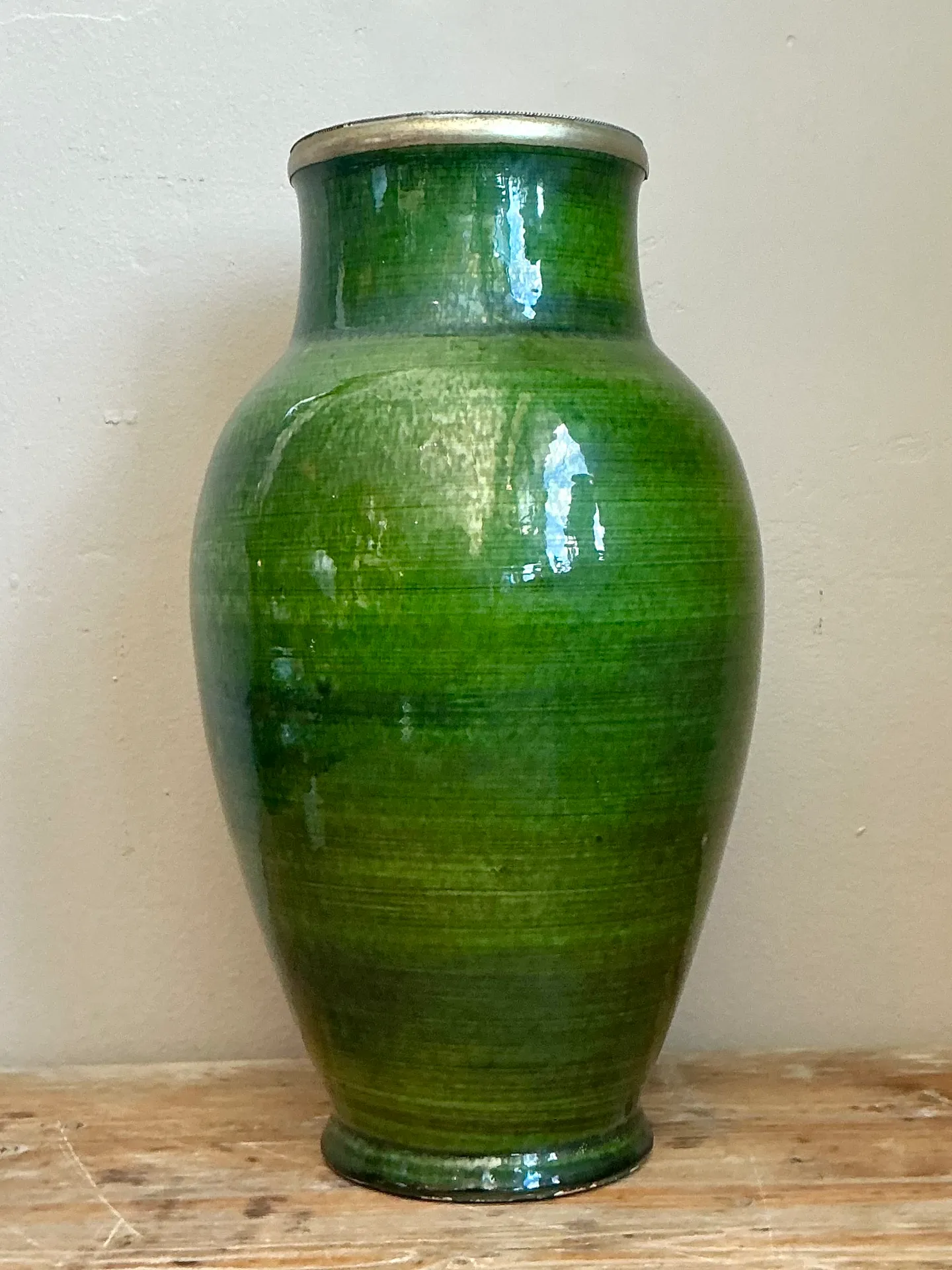 Vintage Green Glazed Ceramic Vase — additional photo 4
