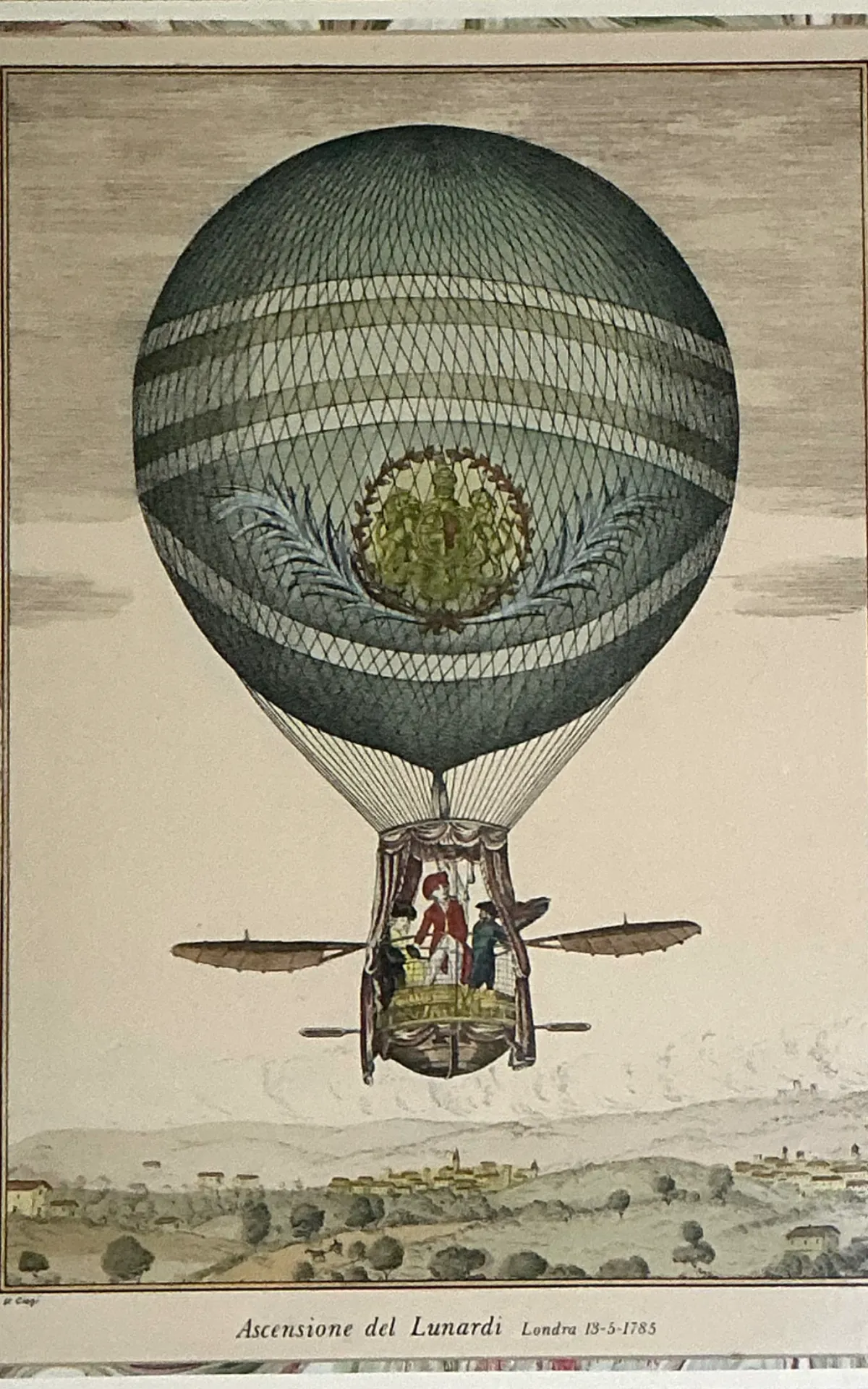 Vintage Framed Hot Air Balloon Prints - Pair — additional photo 4