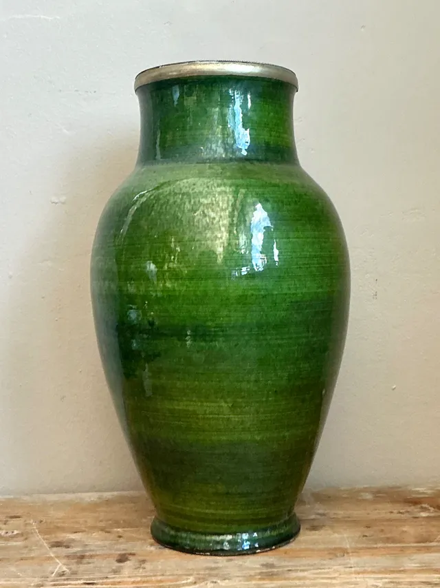 Vintage Green Glazed Ceramic Vase — additional photo 5