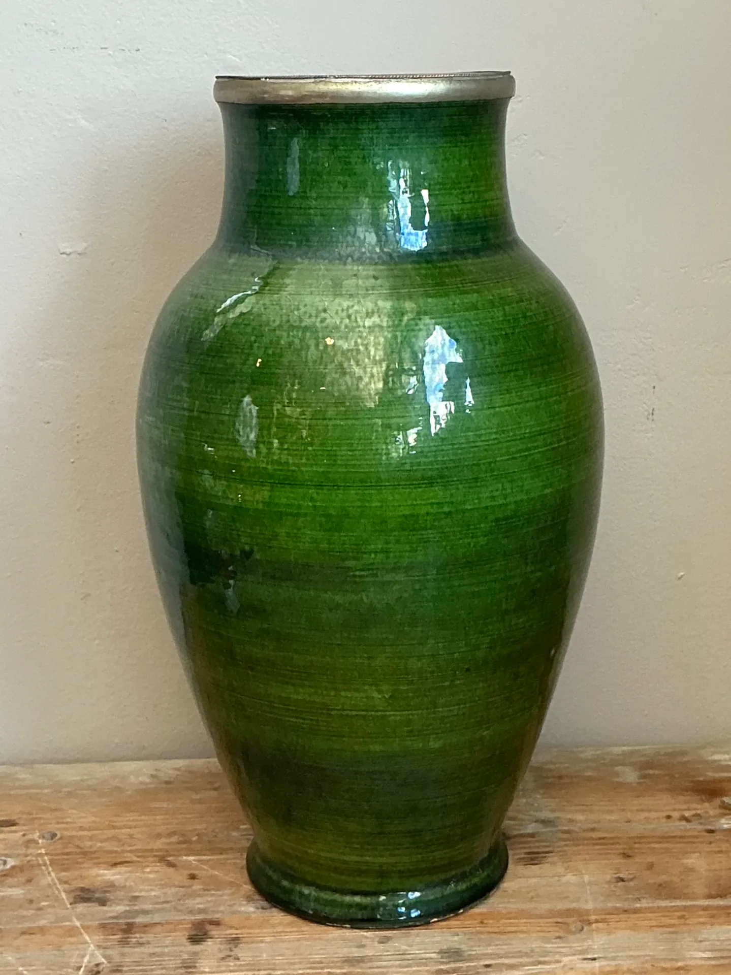 Vintage Green Glazed Ceramic Vase — additional photo 6