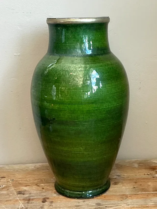 Vintage Green Glazed Ceramic Vase — additional photo 2