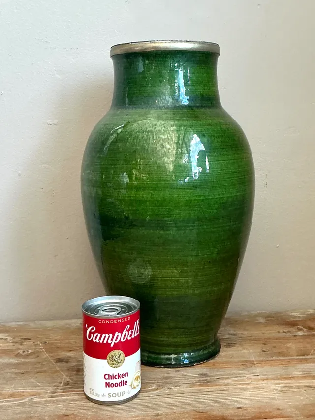 Vintage Green Glazed Ceramic Vase — additional photo 3