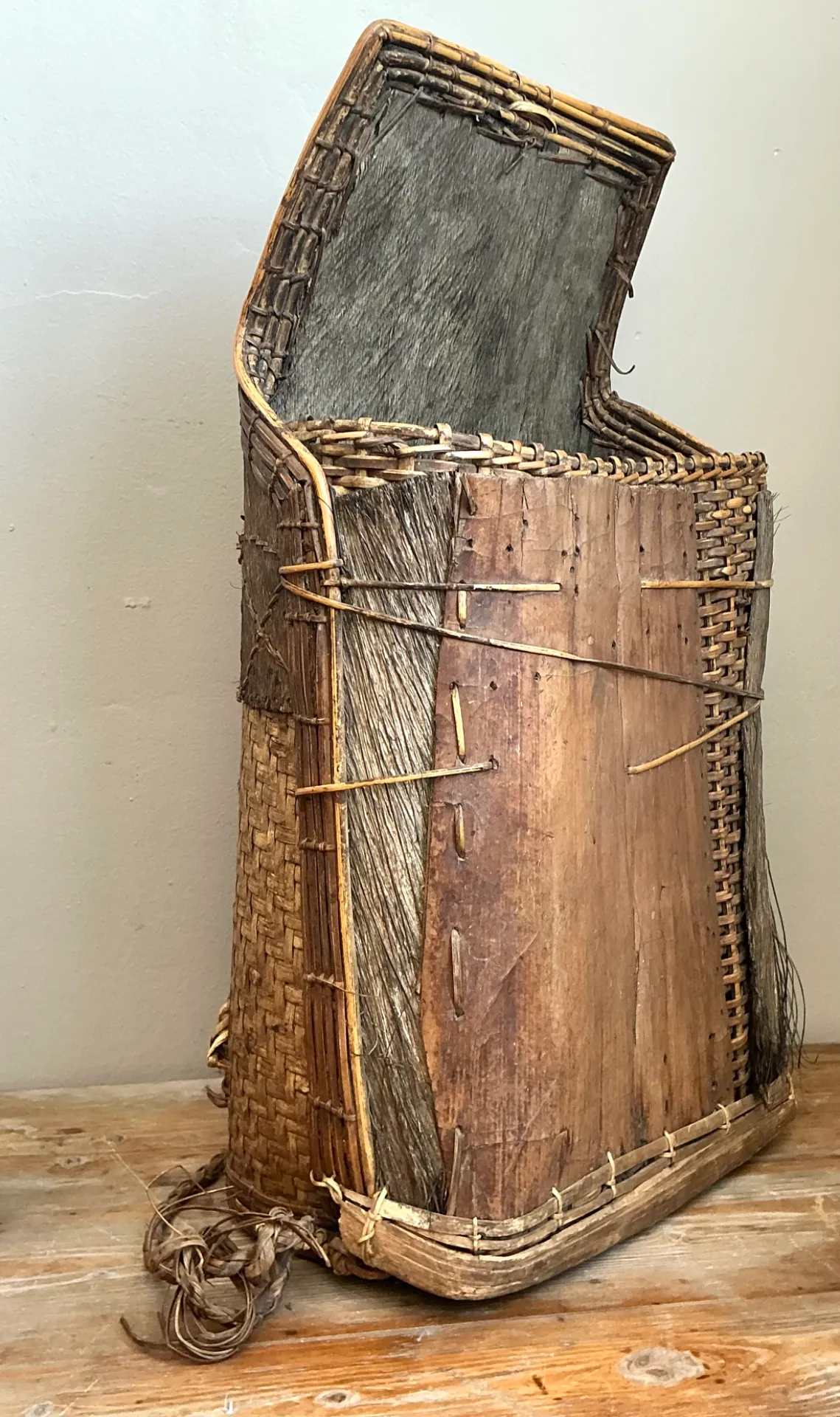 Vintage Woven Wood and Fiber Backpack — additional photo 5